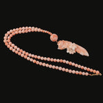 Natural Coral Carved Flower Pendant and coral bead necklace. nlfn123