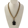 Mid to late Victorian gold filled Bookchain necklace with Vulcanite Mourning Locket j-nlvc543