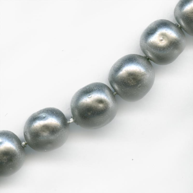 Vintage Japanese matte silver finish baroque glass pearl. 10mm pkg of 4.