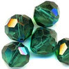 Vintage West German tin cut tourmaline green AB 12x10mm. Pkg of 2. 