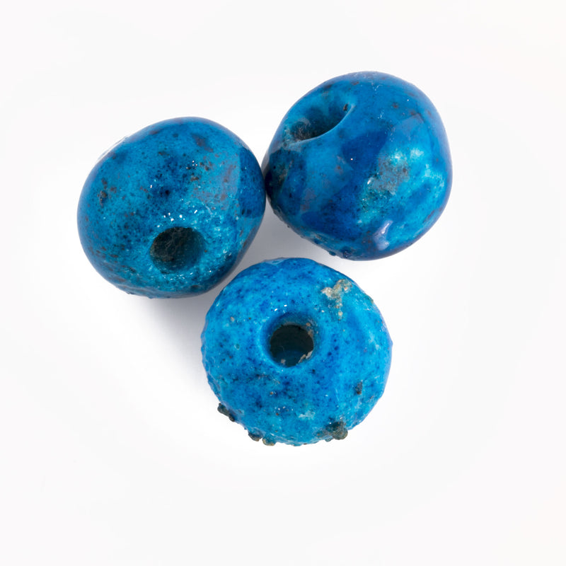 BeadTin Ivory w/Blue Antique 24mm Whale Pony Beads (24pcs) 