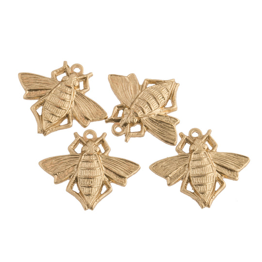 Five Bumble Bee Charms Brass Stampings for Craft Ideas - Filigree & Me