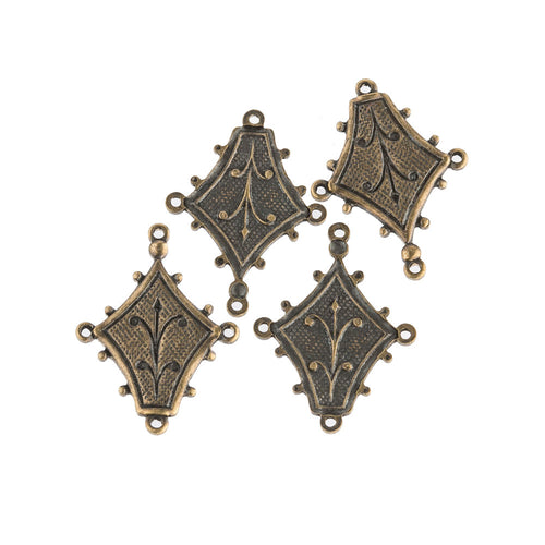 Oxidized brass 4 ring stamping, 20 x 15mm. Pkg 4.