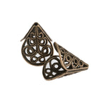 Vintage oxidized brass filigree cone 16x15mm. 2 pcs.