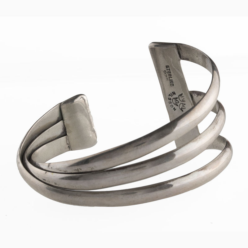 Signed sterling silver modernist Earthly twist bracelet. Nilsson Adornments – cuff Robert