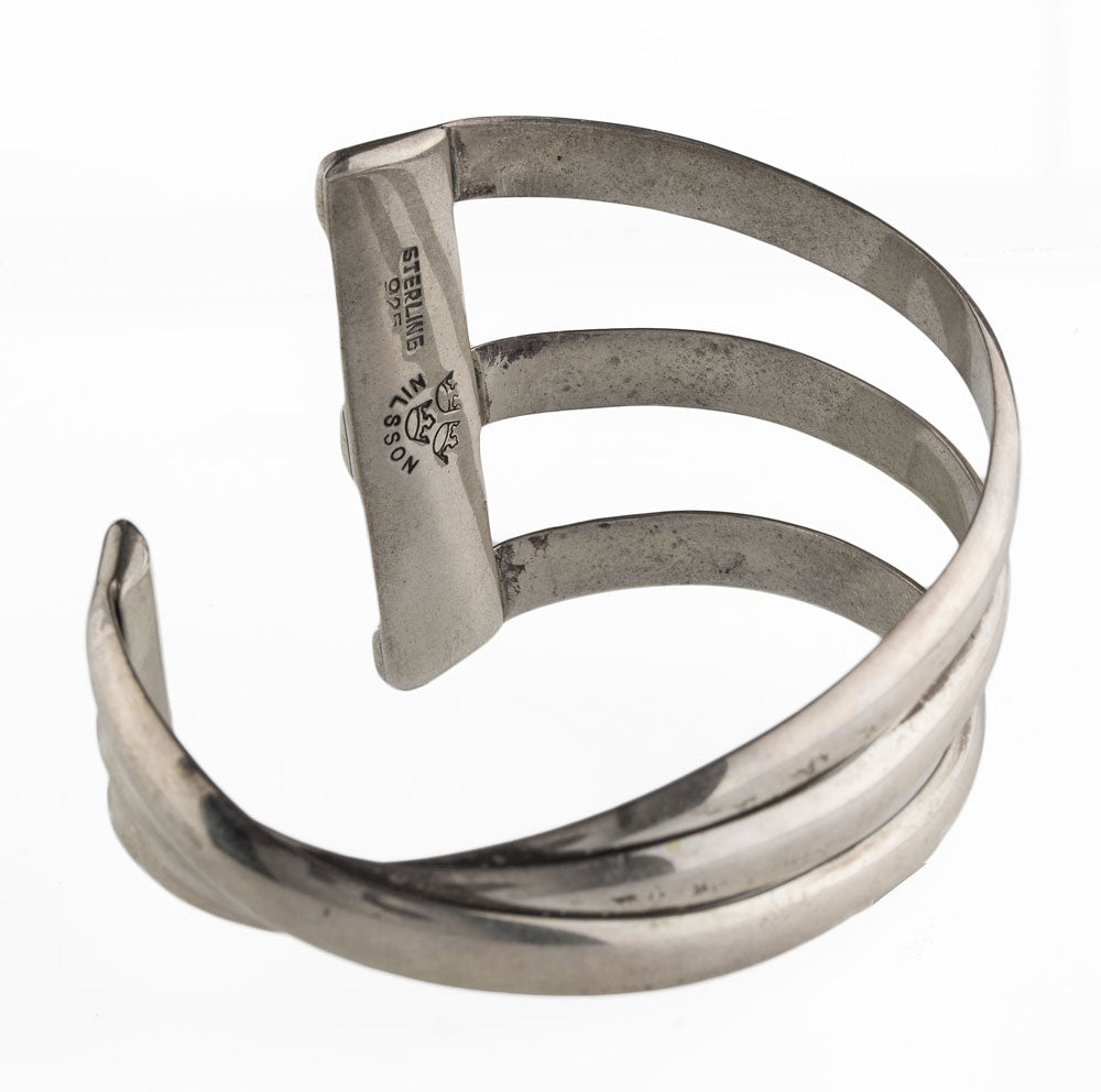 Signed sterling silver modernist Robert cuff twist bracelet. Nilsson – Adornments Earthly
