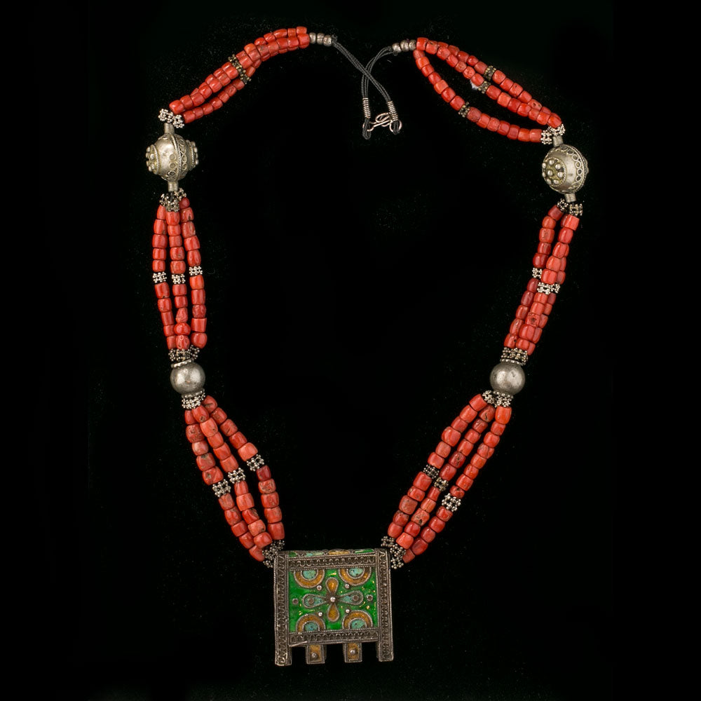 Moroccan bone beads unique necklace,Berber metal beads jewelry